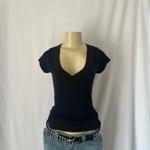 Elegant Black V-Neck Women's Top